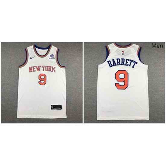 Knicks 9 R J  Barrett White Nike Authentic Jersey